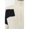 Womens Modern Style Comfortable Long Stand Collar Striped Sleeve Regular Knitwear Sweater