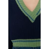 Womens Modern Style Casual Long V Neck Color Block Sleeve Crop Knit Sweater