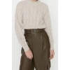Women Modern Style Casual Long Stand Collar Hair Knitted Sleeve Crop Knitwear Sweater