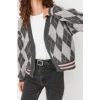 Womens Modern Style Comfortable Long V Neck Diamond Sleeve Regular Knitwear Cardigan