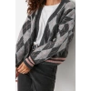 Womens Modern Style Comfortable Long V Neck Diamond Sleeve Regular Knitwear Cardigan