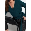 Womens Modern Style Comfortable Long V Neck Plain Sleeve Regular Knitwear Cardigan