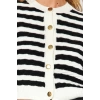 Womens Modern Style Casual Long Crew Neck Striped Sleeve Crop Knitwear Cardigan