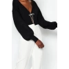 Womens Modern Style Casual Long V Neck Plain Sleeve Crop Knitwear Cardigan