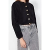 Women Modern Style Casual Long Button Down Collar Plain Sleeve Crop Plush Crop Knitted Cardigan