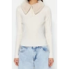 Womens Modern Style Comfortable Long Polo Neck Plain Sleeve Regular Knitwear Sweater