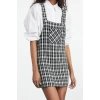 Fashion Style Fitted Square Neck Mini Length Woven Plaid Patterned Vest Dress