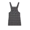 Fashion Style Fitted Square Neck Mini Length Woven Plaid Patterned Vest Dress