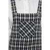 Fashion Style Fitted Square Neck Mini Length Woven Plaid Patterned Vest Dress