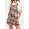 Fashion Style Fitted Square Neck Mini Length Woven Plaid Patterned Vest Dress