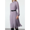 Fashion Style Regular Stand Collar Midi Length Plain Woven Winter Dress