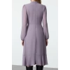Fashion Style Regular Stand Collar Midi Length Plain Woven Winter Dress