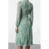 Fashion Style Regular Stand Collar Midi Length Plain Woven Winter Dress
