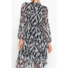 Fashion Style Regular Crew Neck Midi Length Flounce Woven Winter Dress