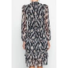 Fashion Style Regular Crew Neck Midi Length Flounce Woven Winter Dress