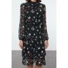 Fashion Style Regular Crew Neck Midi Length Flounce Woven Winter Dress
