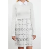 Fashion Style Regular Shirt Collar Mini Length Plaid Checkered Woven Dress