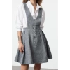 Moda Stil Regular V Yaka Mini Boy Askılı Dokuma Jile Elbise