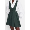 Moda Stil Regular V Yaka Mini Boy Askılı Dokuma Jile Elbise