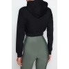 Tarz Regular Kapüşonlu Düşük Kol Crop Pamuklu Crop İçi Polarlı Örme Spor Sweatshirt