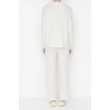Style Women Modern Fashion Normal Waist Wide Leg V Neck Wide Cut Soft Texture Knitwear Bottom-Top Set