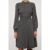 Fashion Style Regular Stand Collar Mini Length Knitted Lace Dress