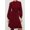 Fashion Style Regular Stand Collar Mini Length Knitted Lace Dress