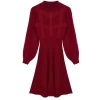 Fashion Style Regular Stand Collar Mini Length Knitted Lace Dress
