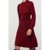 Fashion Style Regular Stand Collar Mini Length Knitted Lace Dress