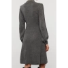 Fashion Style Regular Stand Collar Mini Length Knitted Lace Dress