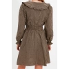 Fashion Style Regular V Neck Mini Length Collar Detailed Woven Dress