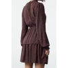 Fashion Style Regular Crew Neck Mini Length Polka Dot Waist Open Flounce Woven Dress