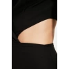 Moda Stil Fitted Ceket Yaka Mini Boy Dokuma Cut-Out Detaylı Ceket Elbise