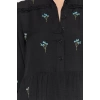 Moda Stil Regular Gömlek Yaka Midi Boy Açık Düz Kesim Nakışlı Dokuma Elbise