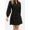 Moda Stil Regular Dik Yaka Mini Boy Dokuma Elbise
