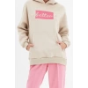 Style Loose Hooded Low Sleeve Long Thick Fleece Inside Embroidered Wide Pattern Pocket Knitted Sweatshirt