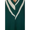 Fashion Style Regular V Neck Midi Length Knitwear Color Block Dress