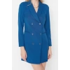 Fashion Style Regular Jacket Collar Mini Length Button Detailed Woven Jacket Dress