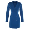 Fashion Style Regular Jacket Collar Mini Length Button Detailed Woven Jacket Dress