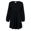 Fashion Style Relaxed Crew Neck Mini Length Flounce Skater Waist Open Crepe Textured Knit Dress