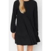 Fashion Style Relaxed Crew Neck Mini Length Flounce Skater Waist Open Crepe Textured Knit Dress