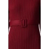 Fashion Style Regular Boat Neck Midi Length Knitted Belted Dress