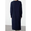 Fashion Style Oversize V Neck Maxi Length Knitwear Wide Pattern Dress