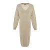 Fashion Style Oversize V Neck Maxi Length Knitwear Wide Pattern Dress