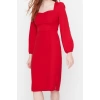 Fashion Style Regular Sweetheart Neck Midi Length Tie Detailed Woven Dress