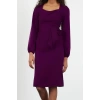 Fashion Style Regular Sweetheart Neck Midi Length Tie Detailed Woven Dress
