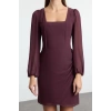 Fashion Style Regular Square Neck Mini Length A Cut Lined Woven Dress