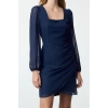 Fashion Style Regular Square Neck Mini Length A Cut Lined Woven Dress
