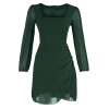 Fashion Style Regular Square Neck Mini Length A Cut Lined Woven Dress