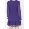 Fashion Style Regular Crew Neck Mini Length Collar Detailed Lined Chiffon Woven Winter Dress